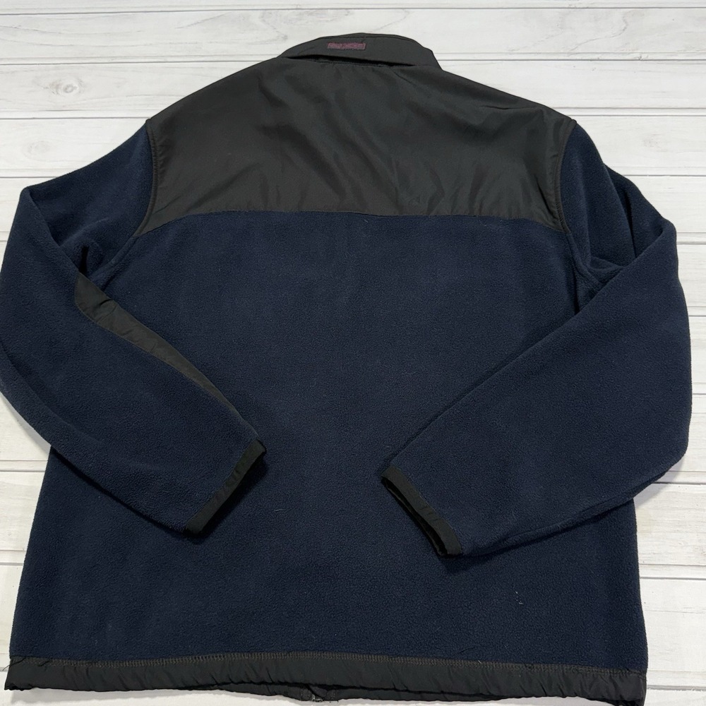 Polo Ralph Lauren Jacket L Black Blue Polartec Hooded Fleece Full Zip VTG 90s - Picture 6 of 11